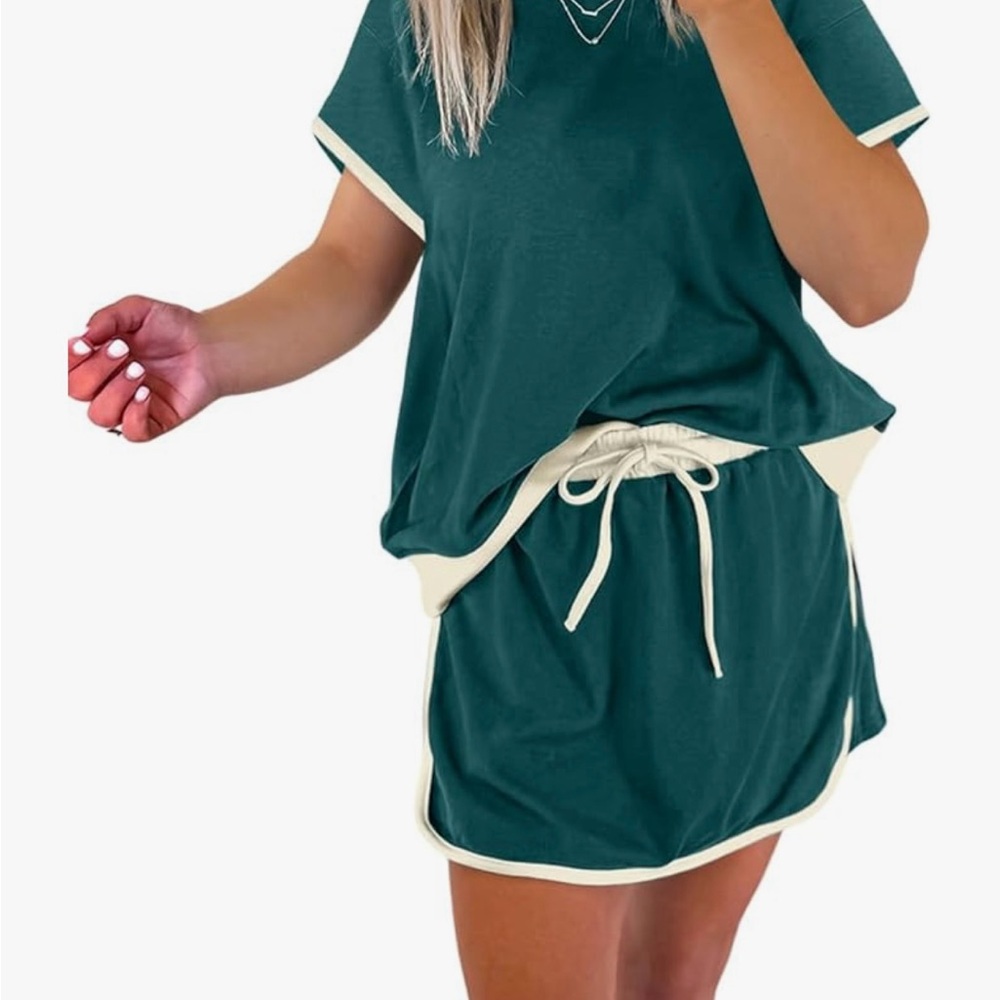 Women's Green and Cream Casual Set